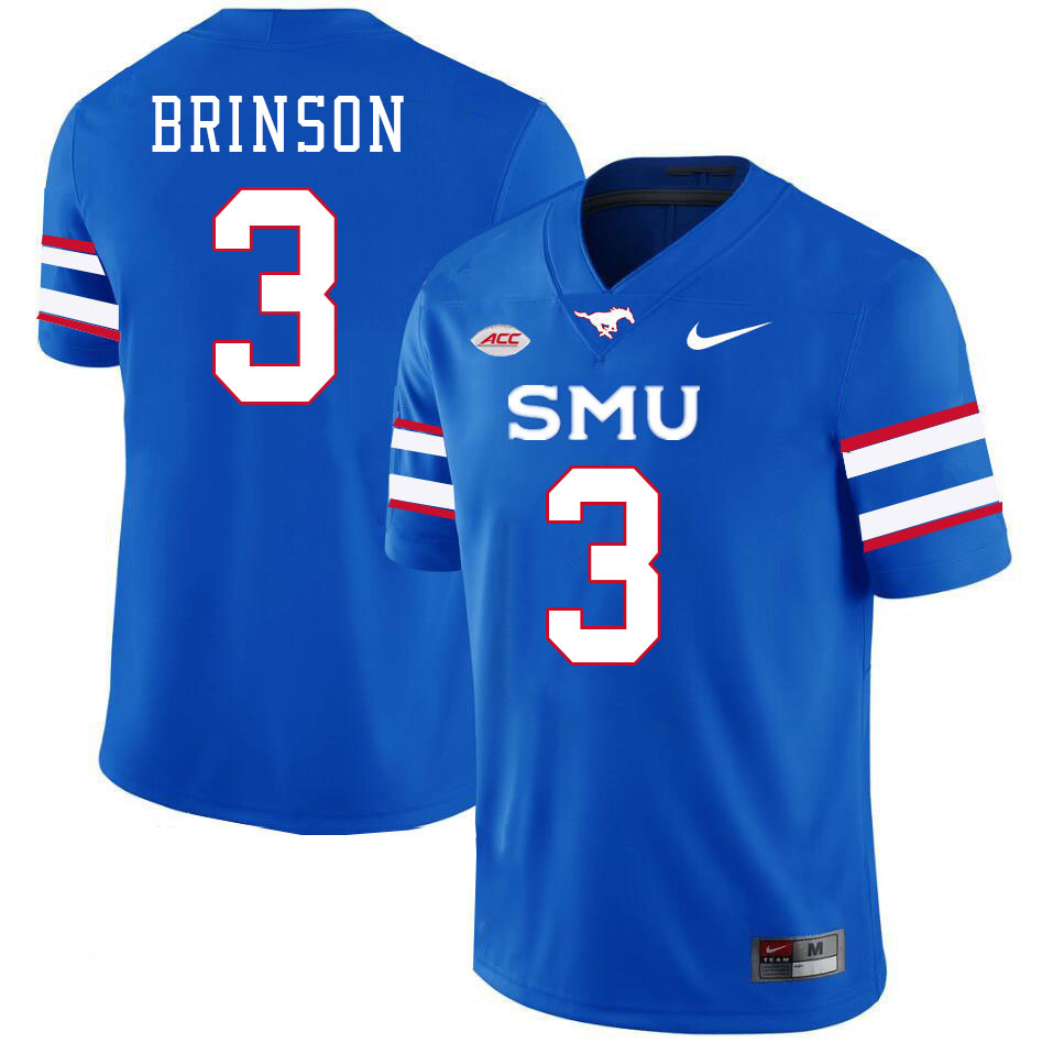 SMU Mustangs #3 Romello Brinson Jersey College Football Uniforms-Royal